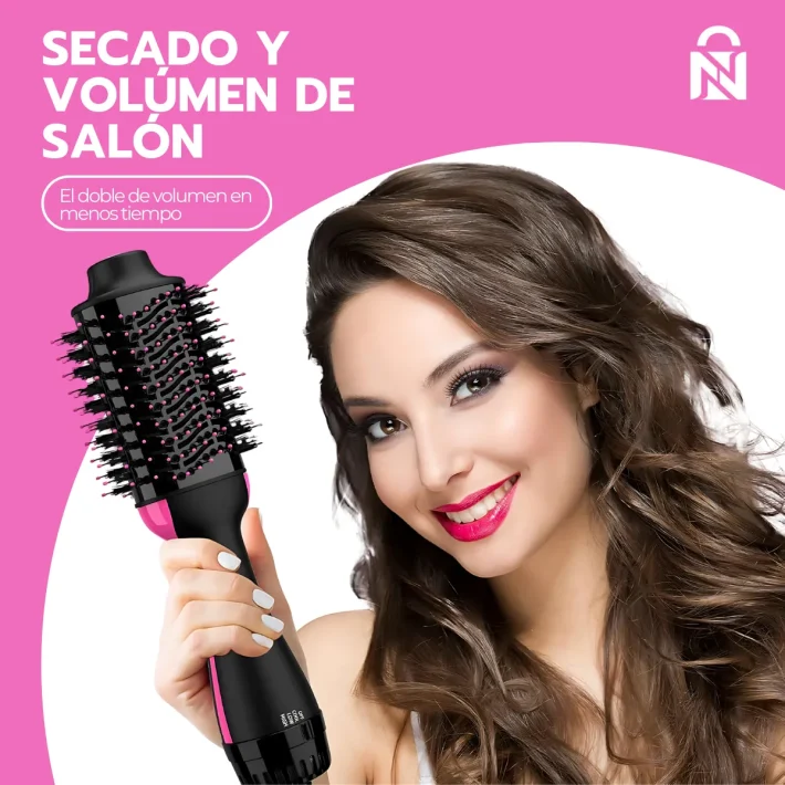Cepillo Peine Secador Pelo Alisador Eléctrico 3 En 1 Negro